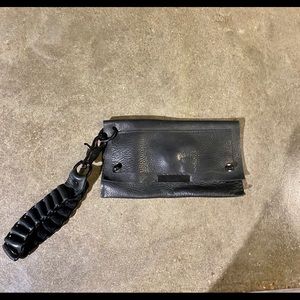 DAVID GALAN Black Lamb Leather Wallet Clutch